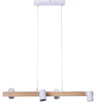 Näve Pendelleuchte - 4er Pendelleuchte "FRIDA" L: 80cm weiß, Hängelampe im Scandi Style, ausMetall und Naturmaterialien in weiß, 120 cm hoch, Maße 80 x 24 cm, GU10-Fassung