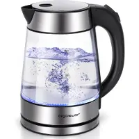 Aigostar 8433325188481, 1,7 l, 2200 W, Silber, Transparent, Schwarz, Glas, Kunststoff, Edelstahl, Wasserstandsanzeige, Drahtlos