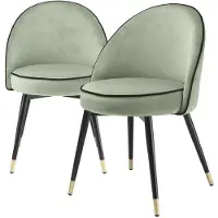 Casa Padrino Luxus Esszimmerstuhl Set Pistaziengrün / Schwarz / Messing 55 x 64 x H. 83 cm - Esszimmerstühle mit edlem Samtstoff - Esszimmer Möbel