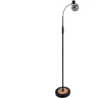 Näve Stehleuchte - Glas-Stehleuchte "FUMOSO", Stehlampe im Retro Style, aus Metall und Glas in schwarz, 150 cm hoch, Ø 23 cm, E14-Fassung – Schnurschalter