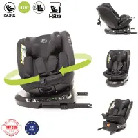 4Baby Kindersitz drehbar 360 ISOFIX Matt-Fix I-SIZE verstellbare Kopfstütze Sitz 0-36kg, 40-150 cm Schwarz