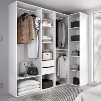 Dmora Großer Kleiderschrank Capenardo, Schlafzimmermöbel, Schrank, Garderobe, 183x85 h205 cm, Weiß und Eiche