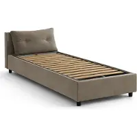 Talamo Italia Einzelbett Adelaide, Containerbett mit Stoffbespannung, 100% Italy, Frontöffnung, passend für Matratze 80x190 cm, Turteltaube