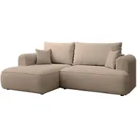 Selsey Ovo Mini - Eckschlafsofa linksseitig mit Stauraum, Easy-Clean-Chenille-Bezug, beige
