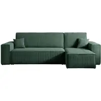 Selsey Scarlo - Ecksofa mit Schlaffunktion, Stauraum und Cordbezug, dunkelgrün