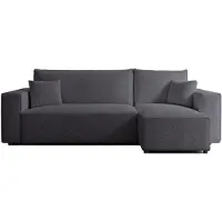 Selsey Scarlo - Ecksofa mit Schlaffunktion, Stauraum und Bouclé-Bezug, dunkelgrau