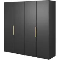 Selsey Frame - Kleiderschrank 4-türig mit 2 Kleiderstangen und Regalen, 200 cm, schwarz