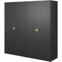 Selsey Moonir - Kleiderschrank 4-türig mit Kleiderstange und Regalen, 200 cm, schwarz