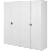 Selsey Moonir - Kleiderschrank 4-türig mit 2 Kleiderstangen, 200 cm, weiß