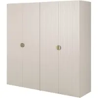 Selsey Moonir - Kleiderschrank 4-türig mit 2 Kleiderstangen, 200 cm, greige