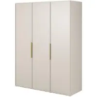 Selsey Frame - Kleiderschrank 3-türig mit Kleiderstange und Regalen, 150 cm, greige