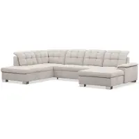 Selsey Jamaal - Wohnlandschaft mit Schlaffunktion und Stauraum, rechtsseitig, Velours hydrophob, taupe