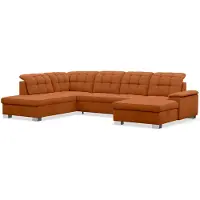 Selsey Jamaal - Wohnlandschaft mit Schlaffunktion und Stauraum, rechtsseitig, Velours hydrophob, kupferfarben