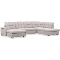 Selsey Jamaal - Wohnlandschaft mit Schlaffunktion und Stauraum, linksseitig, Velours hydrophob, hellgrau