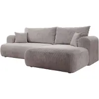 Selsey Ovo Cord – Ecksofa Schlaffunktion, Bettkasten, Cordstoff, rechts, Hellgrau