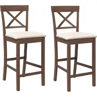 Syfax Barhocker mit Kissen 2 Stk. Braun Massivholz Gummibaum