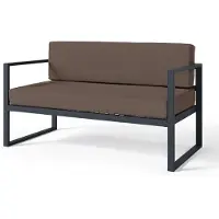 Selsey Dywilly - Garten-Sofa 2-Sitzer, wasserabweisend, braun/schwarzes Gestell