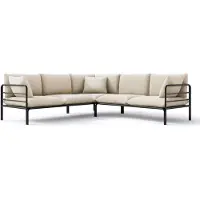 Selsey Worcully - Gartenecksofa mit wasserfestem Bezug, Beige / schwarzes Gestell