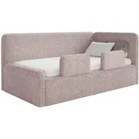 Selsey Fanko – Jugendbett 90x200 cm mit Kopfteil rechts, Plüsch, Puderrosa