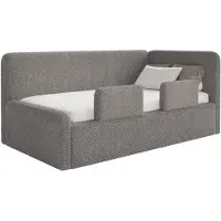Selsey Fanko – Jugendbett 90x200 cm mit Kopfteil rechts, Plüsch, Taupe