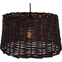 Näve Pendelleuchten - Korb-Pendelleuchte d: 38cm "BASKET", Hängelampe im Natural Style, aus Korb in braun, 22 cm hoch, Ø 38 cm, E27-Fassung