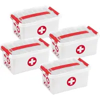 Sunware Q-line Erste-Hilfe-Box mit Einsatz/Unterteilung 6 Liter – Set à 4 Stück