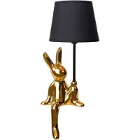 Näve Tischleuchte Helge, gold, Höhe 45 cm, Keramik/Stoff