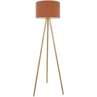 Näve Stehleuchte - Stehleuchte "ARDITA" Mocha Mousse, Stehlampe im Scandi Style, aus Holz und Textil in braun, 152 cm hoch, Ø 61,6 cm, E27-Fassung – Druckschalter