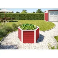 Weka Hochbeet "Elementhochbeet 6-Eck", rot (rot, weiß), B:120cm H:68,5cm T:120cm, Massivholz, Pflanzgefäße, Hochbeet, 6-Eck, BxTxH: 120x120x68,5 cm