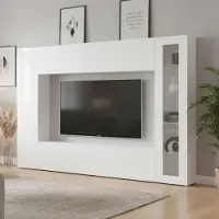 Dmora Wohnwand Alatri 260x30x180 cm Weiß, 8 Regale, Modular