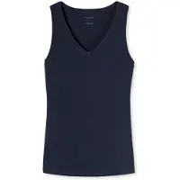 Schiesser Trägertop "Naturschönheit", Damen, Gr. 46, schwarz (804, nachtblau), Feinripp, Obermaterial: 95% Baumwolle, 5% Elasthan, hüftlang, V-Ausschnitt, Tops Trägertop, mit V-Ausschnitt