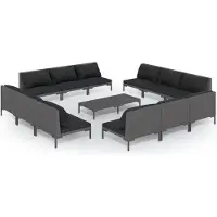 vidaXL 8-tlg. Garten-Lounge-Set mit Kissen Poly Rattan Dunkelgrau