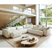 DELIFE Wohnlandschaft Freestyle Icon 360x290 cm Bouclé Soft Beige