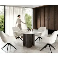 DELIFE Esstisch Adenza Rund 140x140 cm Marmor Weiß Metall Black Antique