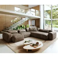 DELIFE Wohnlandschaft Freestyle Icon 360x290 cm Mikrofaser Taupe Vintage