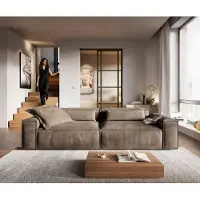 DELIFE Big-Sofa Freestyle Cozy 280x110 cm Mikrofaser Taupe Vintage