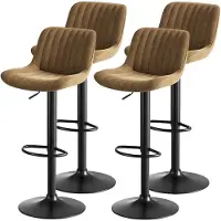 STILVORA Barhocker im 4er-Set mit Samtbezug und Höhenverstellung, Drehstuhl 360° schwenkbar für Esszimmer, Küchenhocker,Barstuhl modern