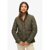 Superdry Steppjacke "CORD TRIMMED LINER JACKET", Damen, Gr. M, army khaki, Web, Obermaterial: 100% Polyester, unifarben, slim fit, Jacken Steppjacke, Slim Fit, mit Blusenkragen, aus Polyester