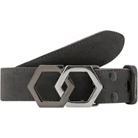 Rettungsring Gürtel Ledergürtel RETTUNGSRING GÜRTEL, Damen, Gr. 120, schwarz, Leder, unifarben, Gürtel Ledergürtel, mit austauschbarer Schließe »Eckiges Doppel Silber/Schwarz«