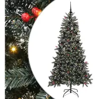 vidaXL Künstlicher Weihnachtsbaum Grün 210 cm PVC, Plastik und Stahl