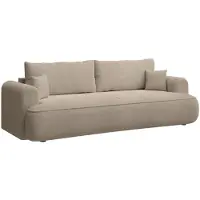 Selsey Ovo - 3-Sitzer Schlafsofa mit Bettkasten, Chenille-Bezug in Beige, 250 cm