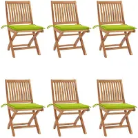 vidaXL Klappstühle mit Kissen, 6-teilig, Massivholz Teakholz