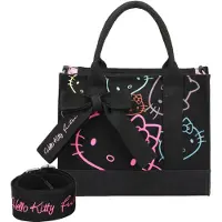 Fritzi aus Preußen Umhängetasche Handtasche Izzy09 Canvas Hello Kitty Shopper Black Cat schwarz