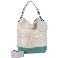 Fritzi aus Preußen Schultertasche Umhängetasche Olga Limited Panther Painted Straw Silver Jade silberfarben