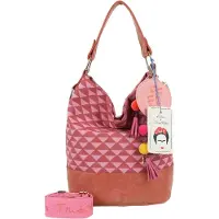 Fritzi aus Preußen Schultertasche Umhängetasche Izzy07 Fritzi x Frida Kahlo Limited Canvas Hobo Bag Geo weinrot