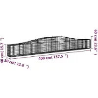 vidaXL Gabionen mit Hochbogen 25 Stk. 400x30x40/60 cm Verzinktes Eisen