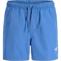 Jack & Jones Badeshorts "JPSTMAUI TROPIC SOLID SWIM SHORTS PLS", Herren, Gr. 44, N-Gr, blau (delft), Web, Polyester, , unifarben, Badehosen Badeshorts, Kunstfaser, mit elastischem Bund