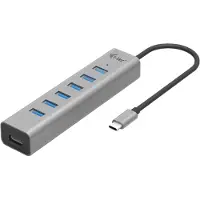 I-Tec USB-C/USB-A Charging Metal HUB 7 Port, USB 3.2 Gen 1 (3.1 Gen 1) Type-C, USB 3.2 Gen 1 (3.1 Gen 1) Type-A, 5000 Mbit/s, Grau, 0,3 m, Android, ChromeOS, iPadOS