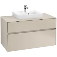Villeroy & Boch Collaro Waschbeckenunterschrank 1000x548x500 mm, 2 Auszüge, für Waschbecken mittig, C01600, Farbe: Front/Korpus: Soft Grey, Griff: Soft Grey
