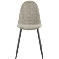 STONES Martina-Stuhl aus beigefarbenem Kunstrattan mit dunkelgrauem Metallgestell – Ergonomisches Design für das Esszimmer, 38 x 43 x 86,5 cm